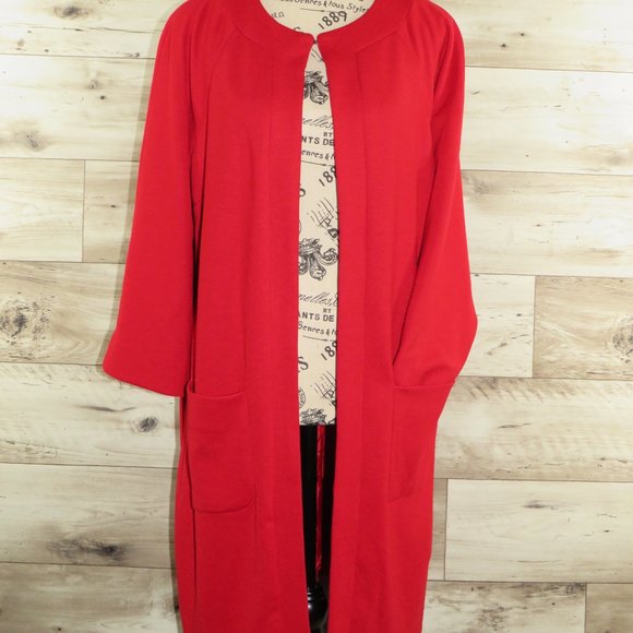 Adrienne Vittadini Jackets & Blazers - Adrienne Vittadini* Women's Long Sleeve Collarless Straight Hem Cardigan Coat~XL